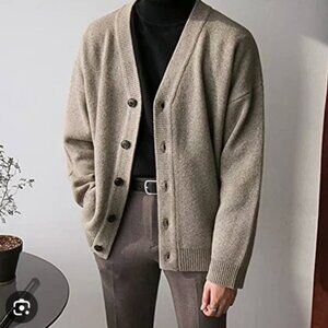 Men's Dockers Beige Cardigan Sweater SO COZY